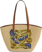FARM Rio Large Embroidered Raffia Basket Tote