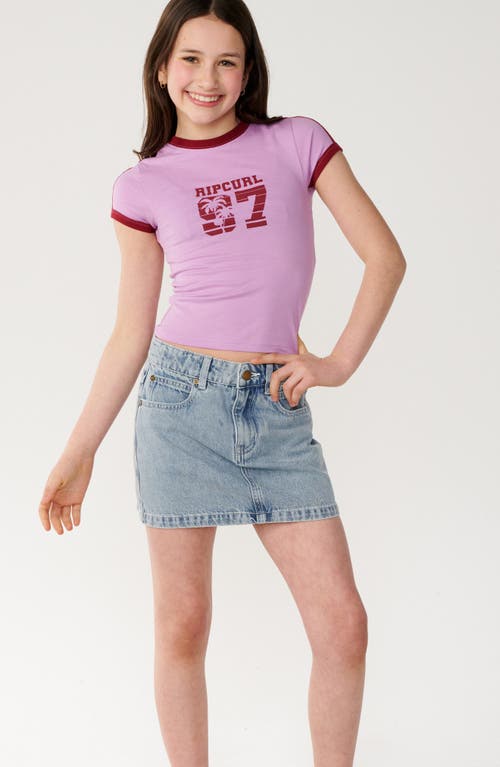 Rip Curl Kids' Surf 97 Graphic Fitted Ringer Tee In Lilac