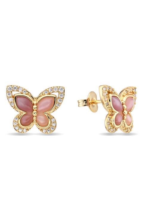14k Gold Plated Butterfly Stud Earrings