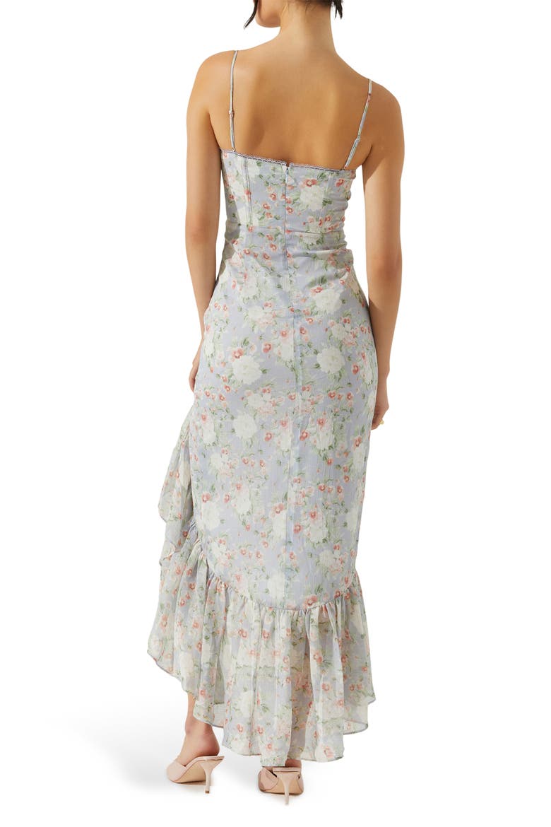 Brisbane Floral Print Asymmetric Dress, Alternate, color, LIGHT BLUE FLORAL
