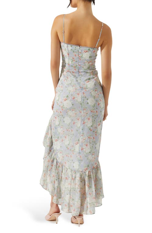 Astr The Label Brisbane Floral Print Asymmetric Dress In Light Blue Floral