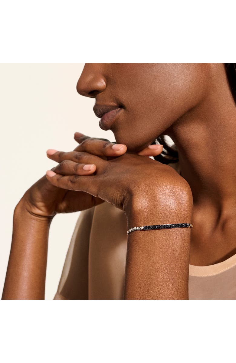John Hardy JH Essential Pavé Bracelet, Sterling Silver, Gemstones, 2.5mm, Alternate, color, Silver/ Black Sapphire