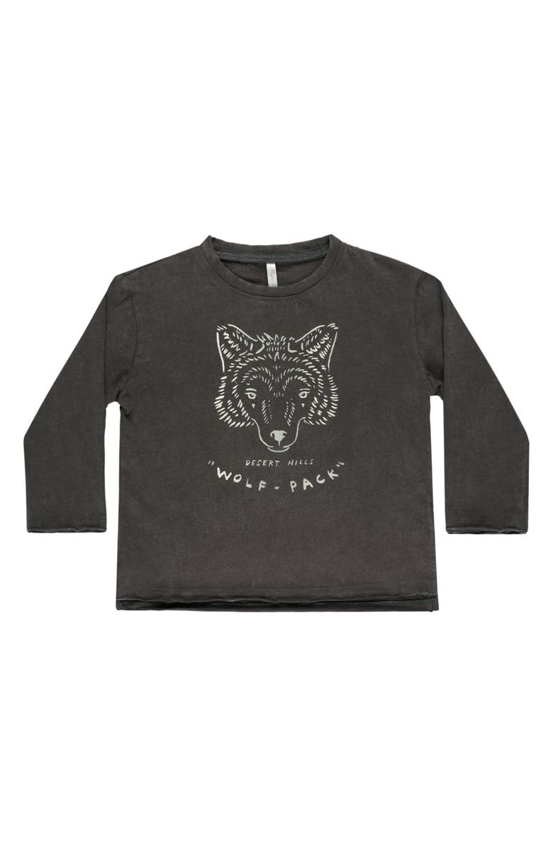 Rylee + Cru Kids' Raw Edge Cotton Graphic T-Shirt, Main, color, Wolf Pack