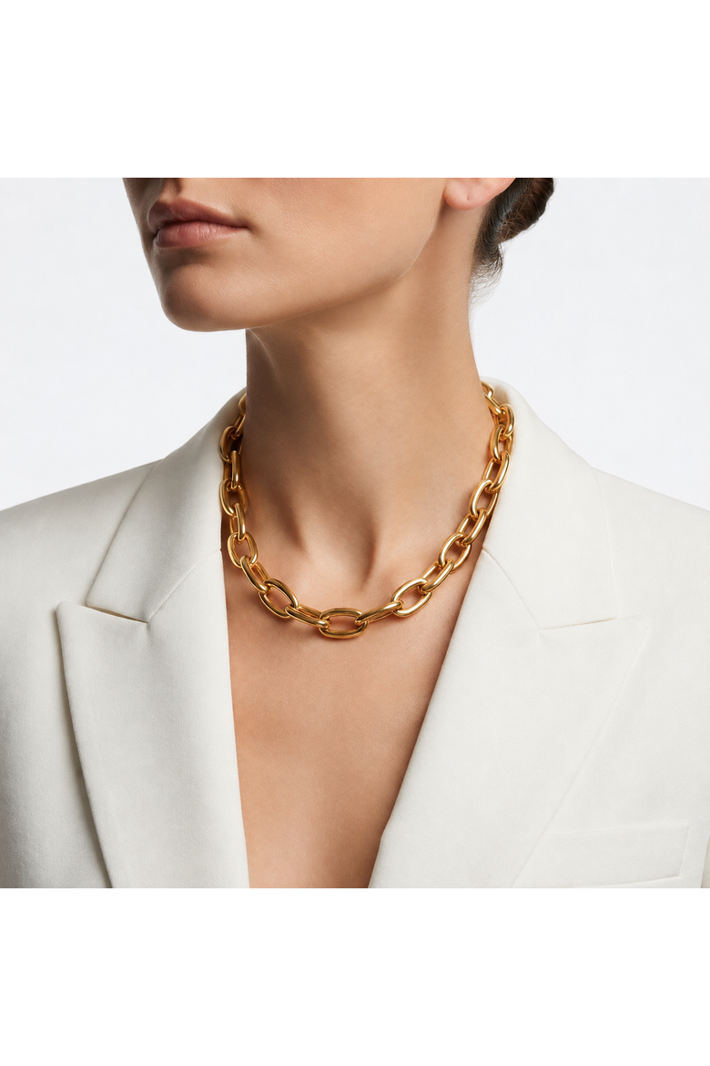 Calina Chunky Links Necklace, Alternate, color, Gold