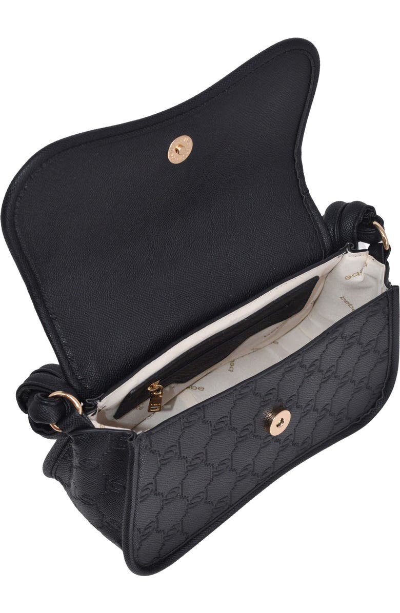bebe Romina Embossed Satchel with Zip Pouch, Alternate, color, Black