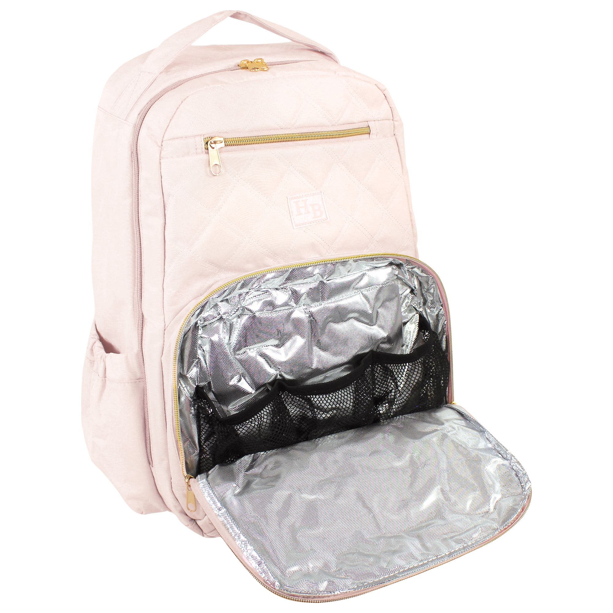 Hudson Baby Luxury Diaper Backpack Kit with Portable Changing Mat, Alternate, color, Powder Pink