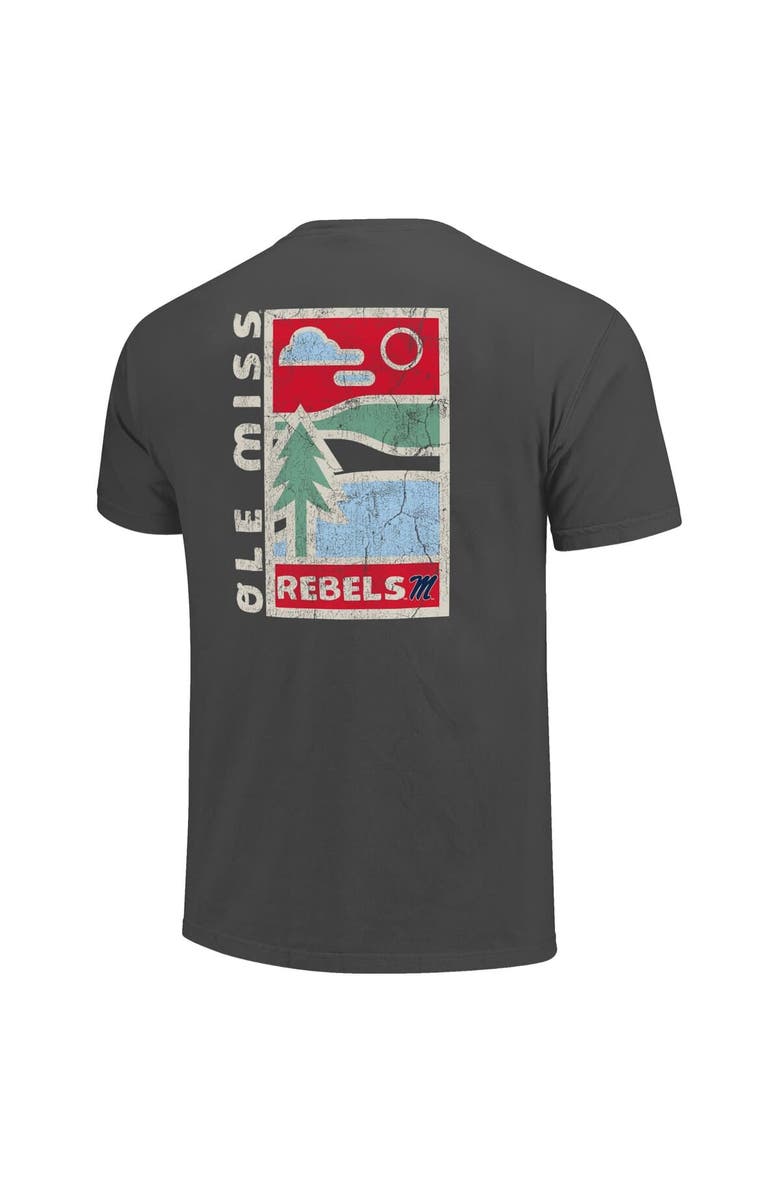 IMAGE ONE Men's  Graphite Ole Miss Rebels Comfort Colors Minimal Vista Distressed Graphics T-Shirt, Alternate, color, 