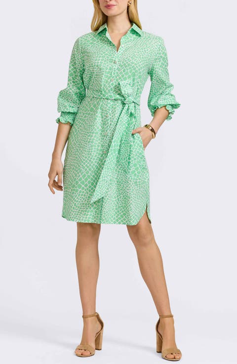 Abby Belted Linen Blend Shirtdress