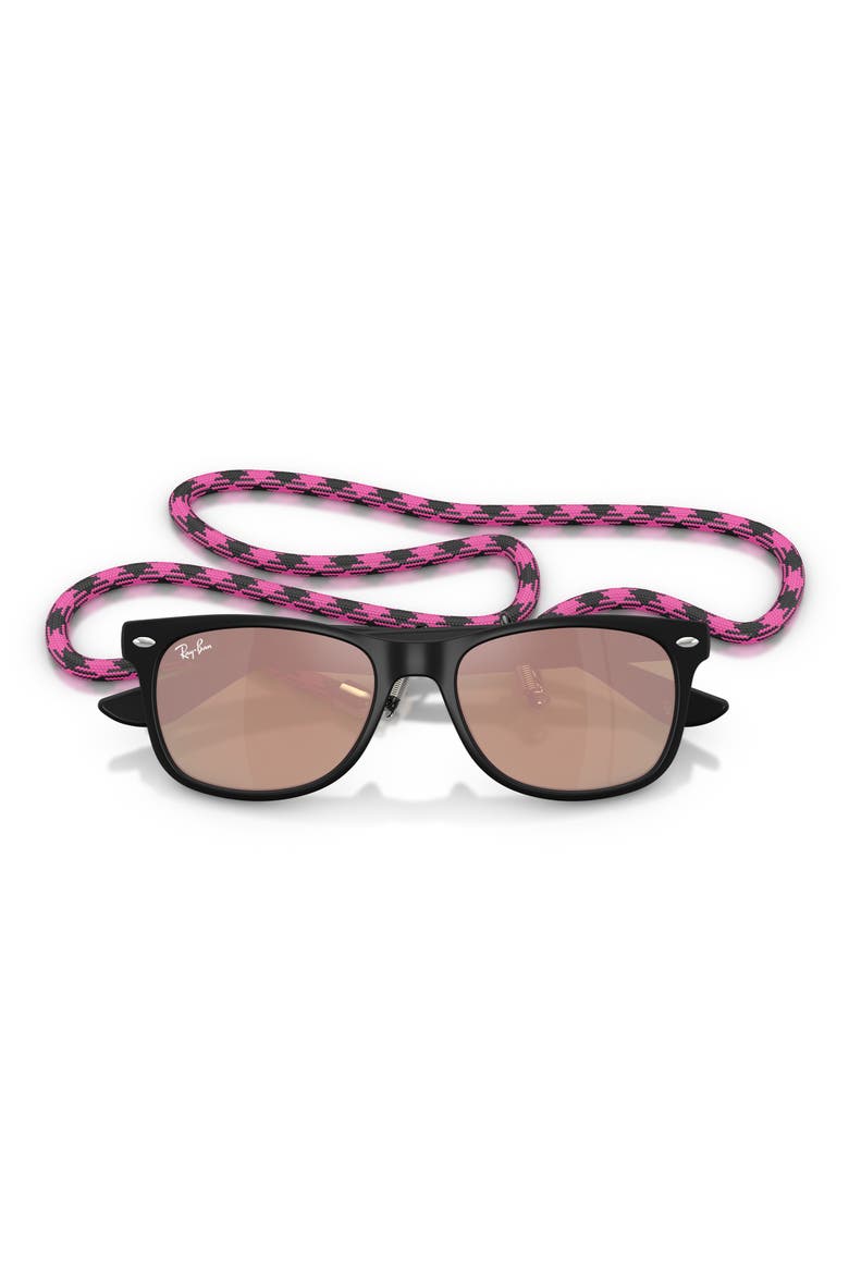 Kids' Junior Wayfarer 50mm Gradient Square Sunglasses, Alternate, color, RUBBER BLACK/ ROSE