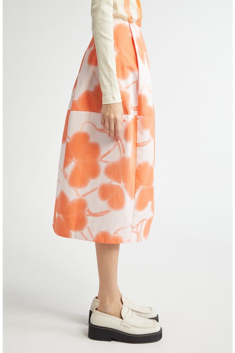 Lehto Ketunleipä Pleated Organic Cotton Midi Skirt, Alternate, color, ROSE ORANGE