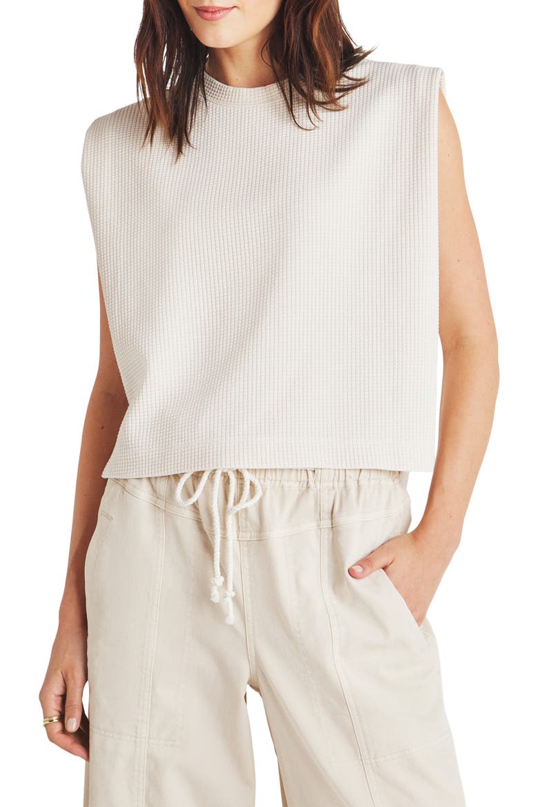 Sleeveless Waffle Knit Shirt, Main, color, MOONSTONE
