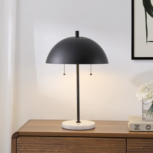 Jonathan Y Ella Dome Metal With Marble Base Led Table Lamp In Black