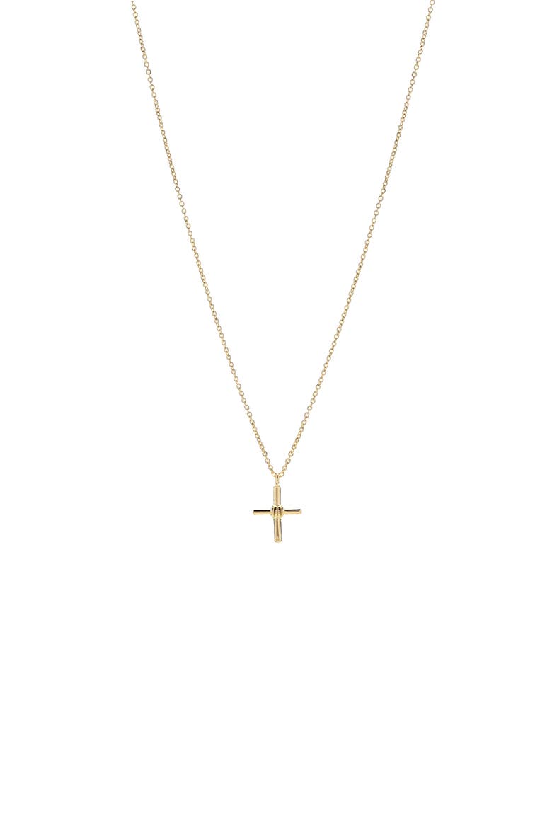 14k Gold Plated Pule Cross Necklace Minimalist Everyday Wear, Main, color, Gold
