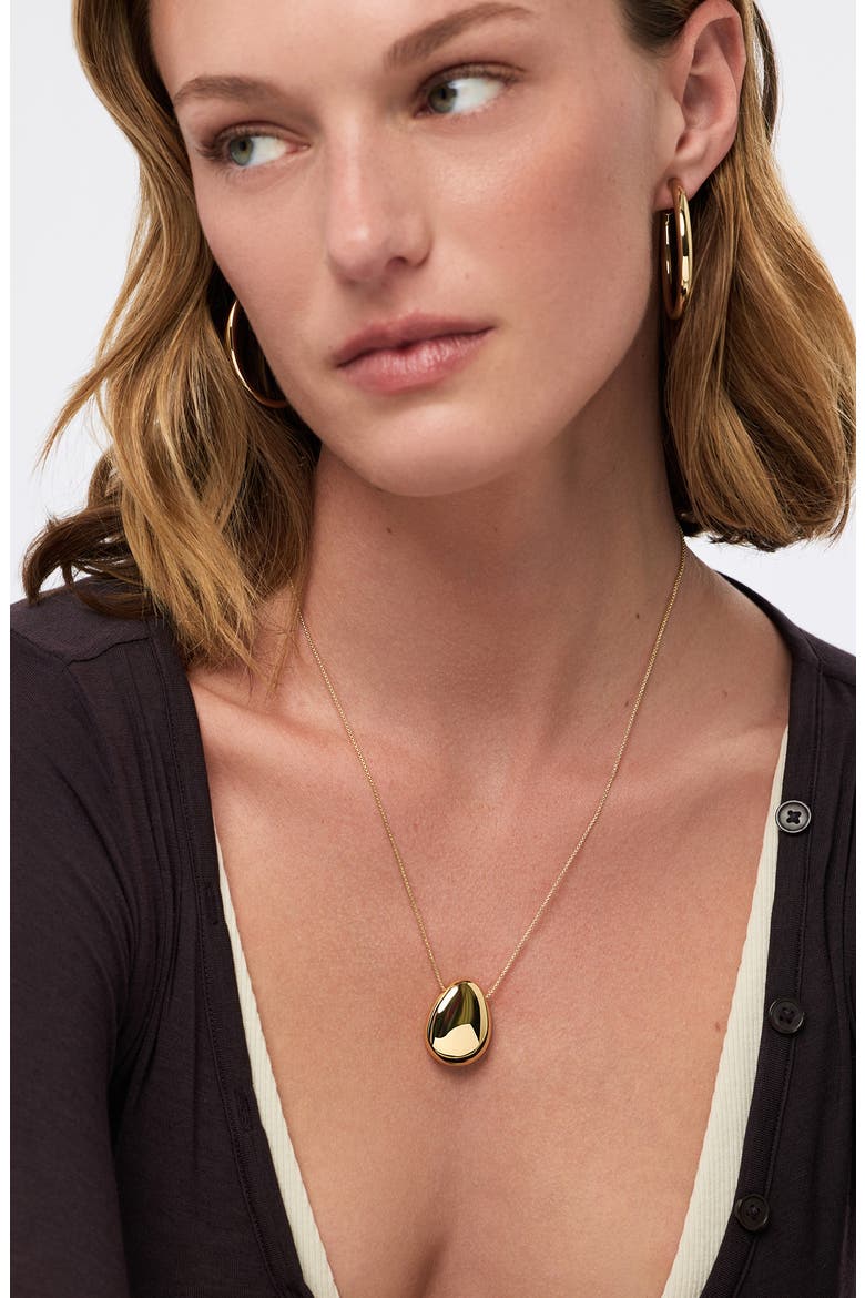 Large Pebble Pendant Necklace, Alternate, color, GOLD
