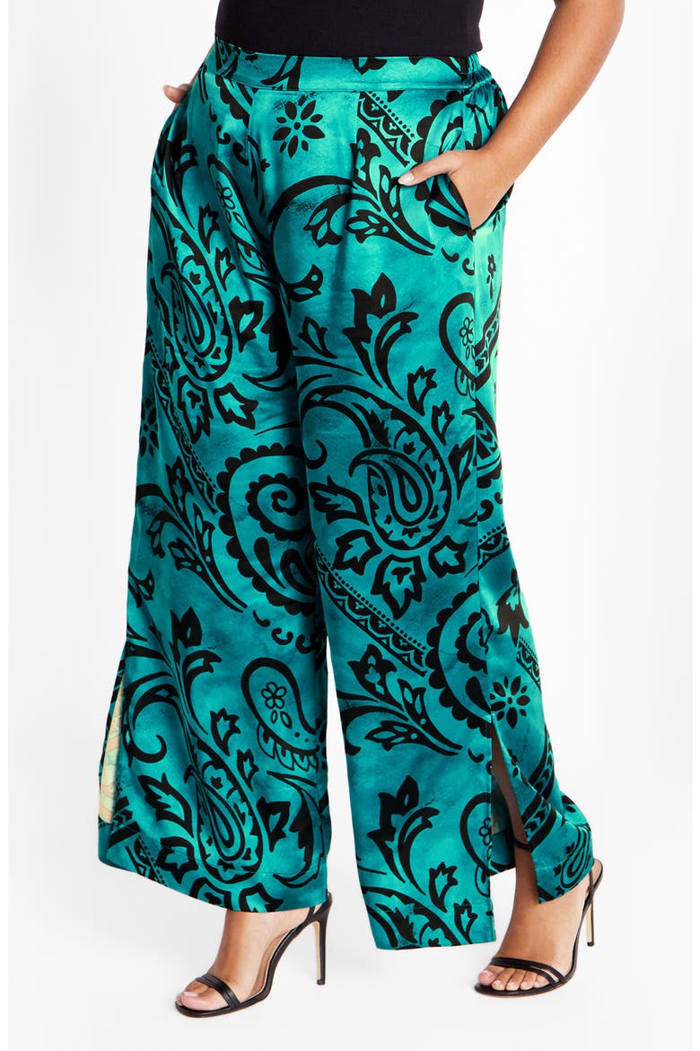 Belen Print Pull-On Pants, Alternate, color, GREEN PRINT