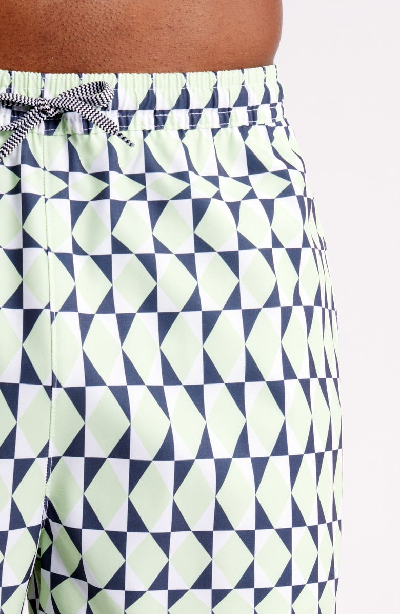 Open Edit Recycled Volley Swim Trunks, Alternate, color, Green Delicacy Diamond Grid