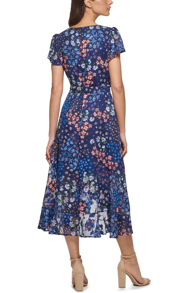 Kensie Textured Chiffon Faux Wrap Dress, Alternate, color,