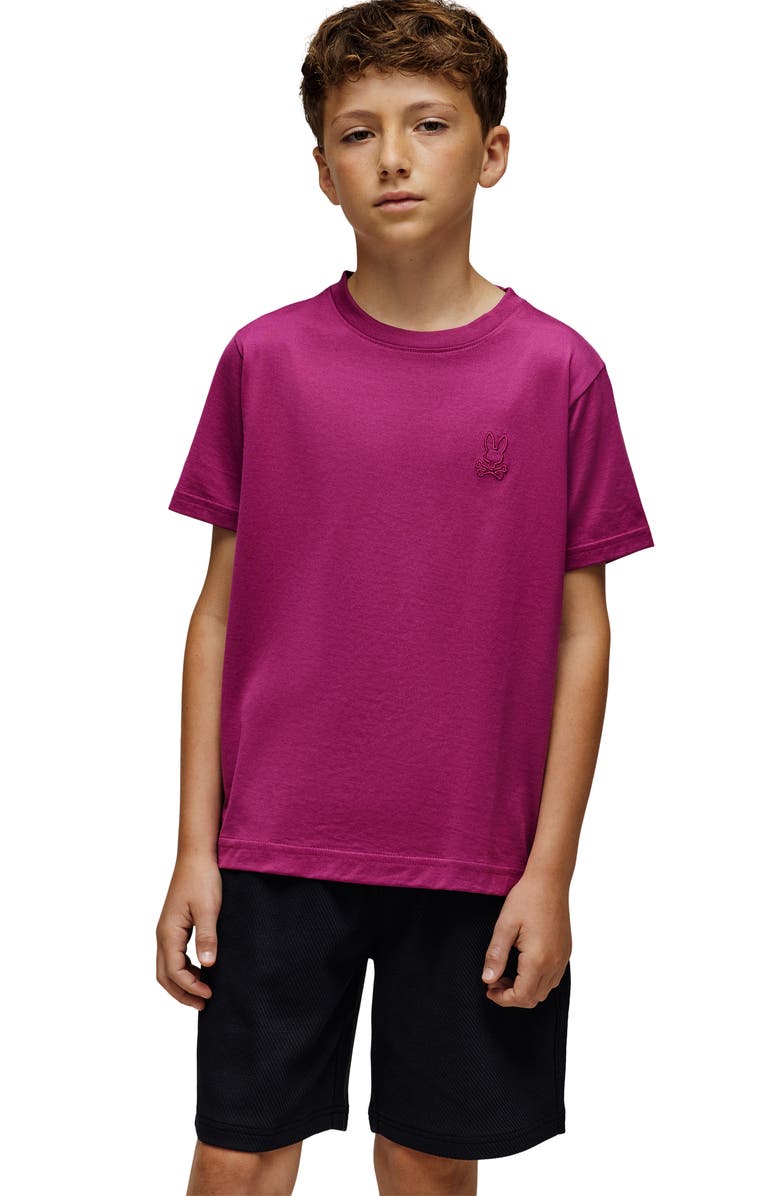 Psycho Bunny Kids' James Pima Cotton T-Shirt, Alternate, color, Boysenberry