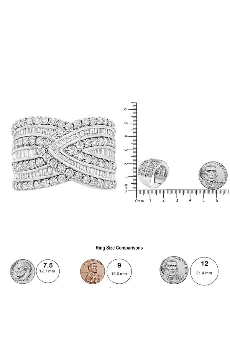 .925 Sterling Silver 2 3/8 Cttw Diamond Multi Row Overlay Band Ring, Alternate, color, Silver