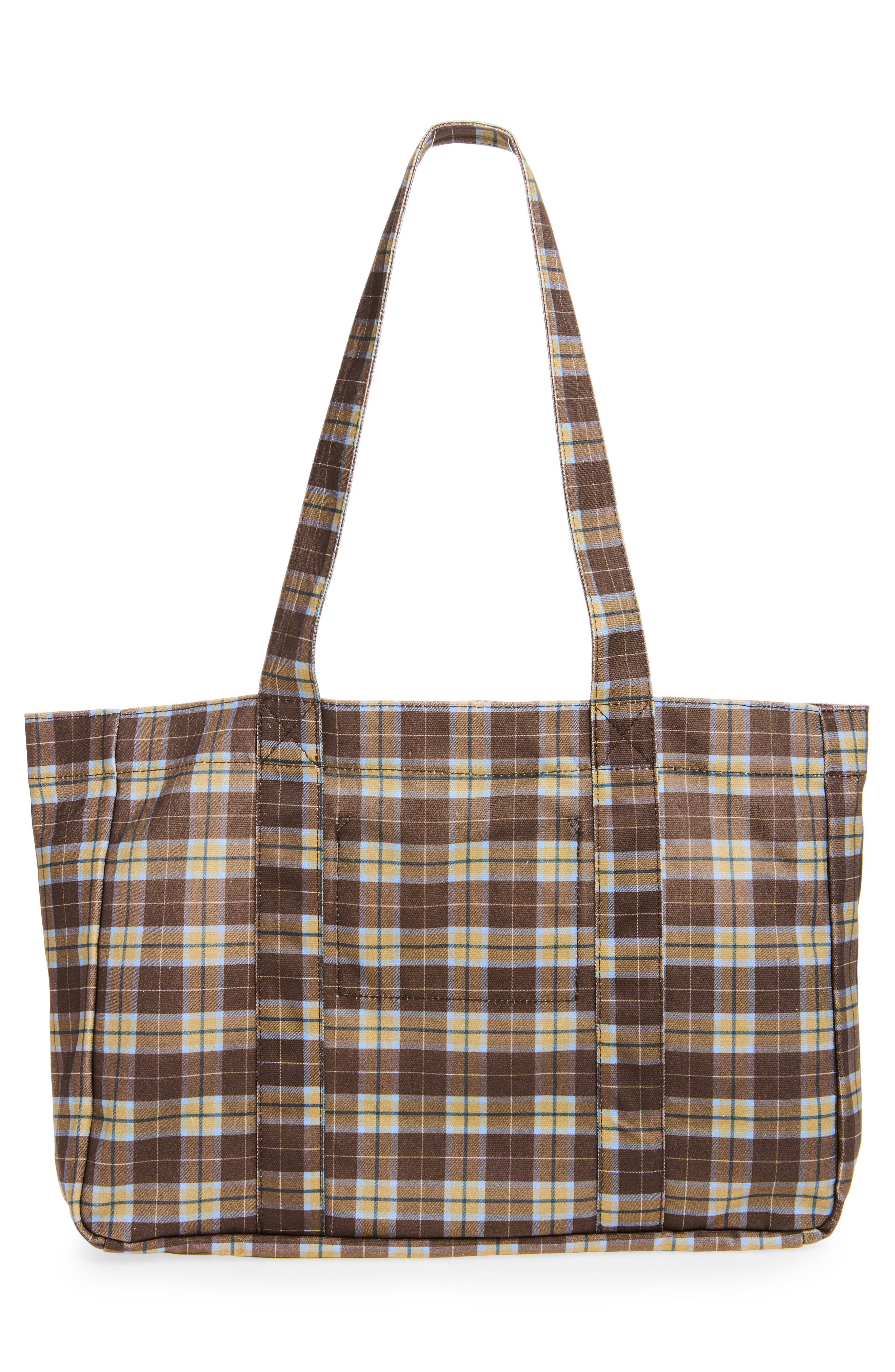 Check Tote Bag, Alternate, color, BROWN MULTI