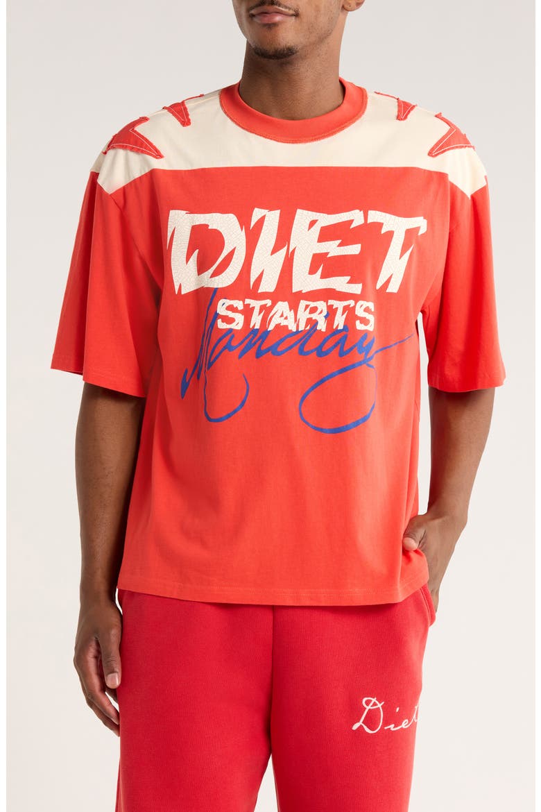 Yoke Colorblock Cotton T-Shirt, Main, color, RED