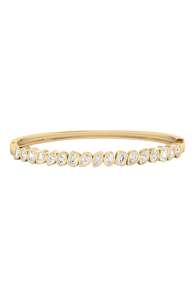 Multi-Shape Angled Bezel Lab Diamond Bangle in 14K Gold, Main, color, Yellow Gold