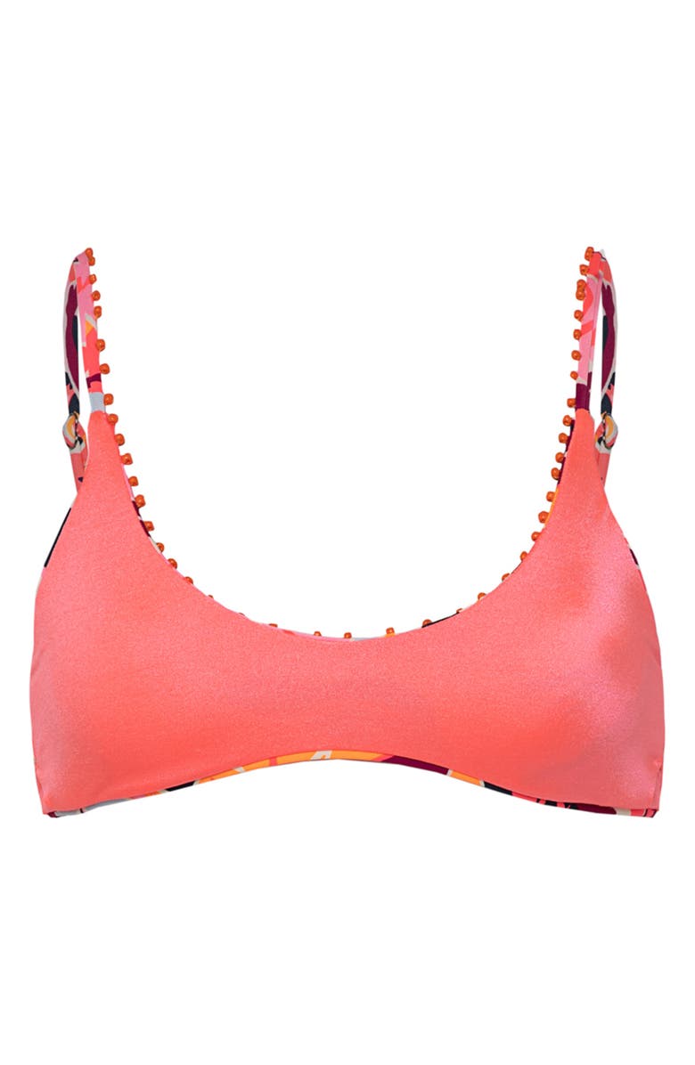 Maaji Coral Leafy Liberties Reversible Bikini Top, Alternate, color, Pink Overflow