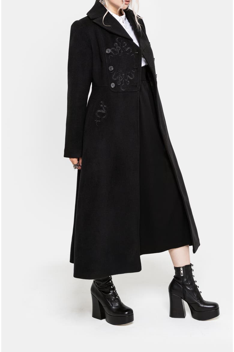 Blanche Bib Longline Coat, Alternate, color, Black