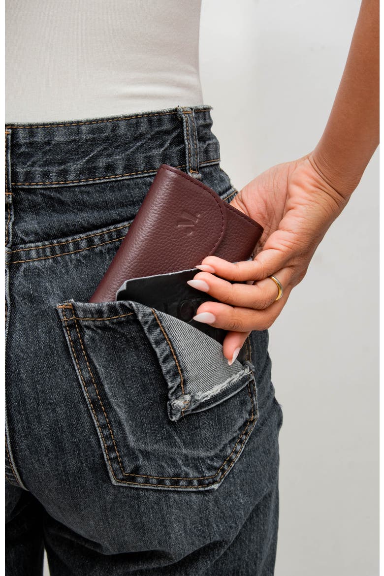 Leather Trifold Wallet, Alternate, color, Burgundy