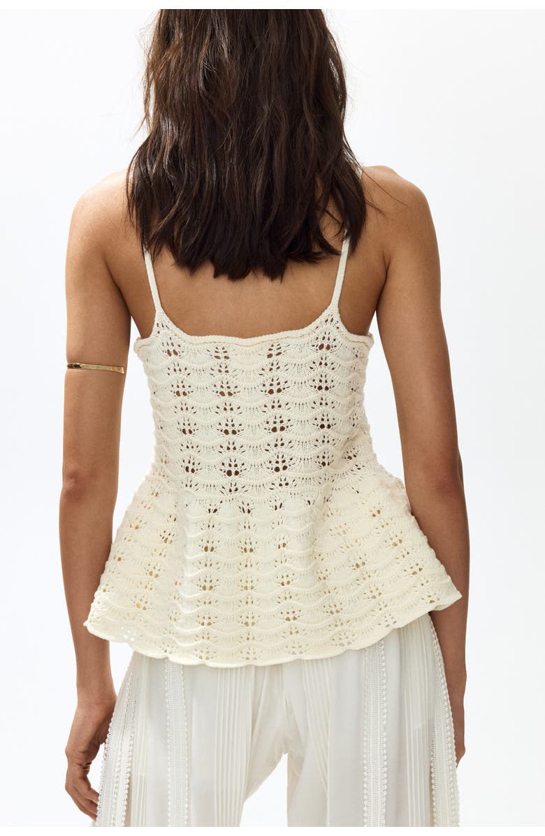 H&M Crochet-look Peplum Top, Alternate, color, Cream