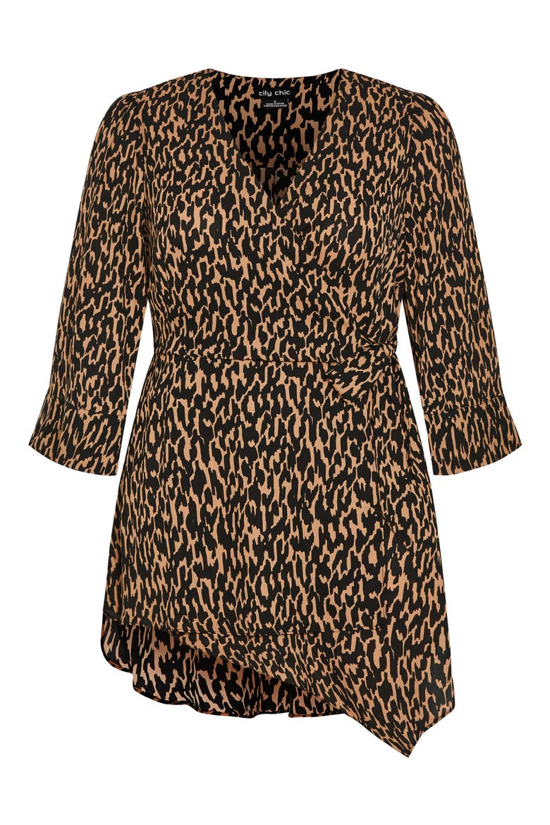 Jemma Leopard Print Wrap Tunic Top, Alternate, color, GEO ANIMAL