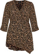 City Chic Jemma Leopard Print Wrap Tunic Top