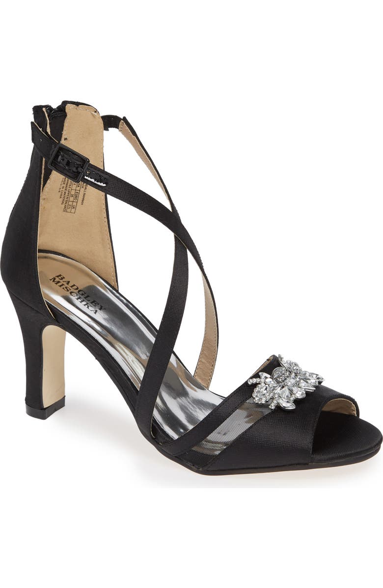 Badgley Mischka Collection Badgley Mischka Kandall Hannah Embellished Cross Strap Sandal, Main, color,