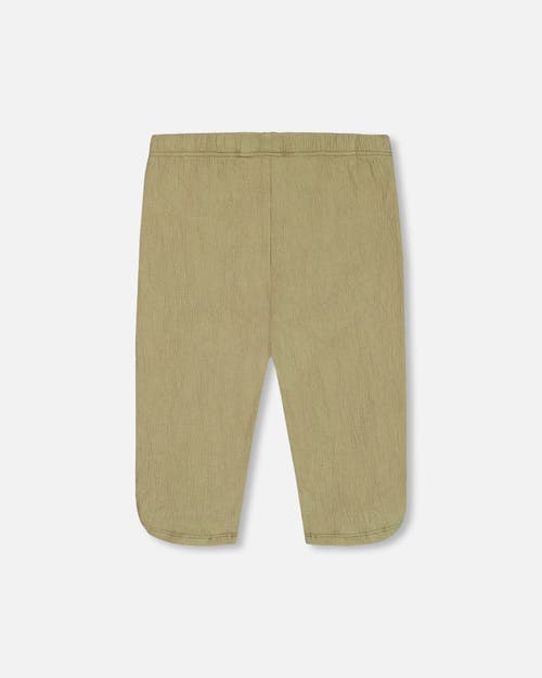 Deux Par Deux Little Girl's Crinkle Jersey Capri Legging Olive Green In Olive Green