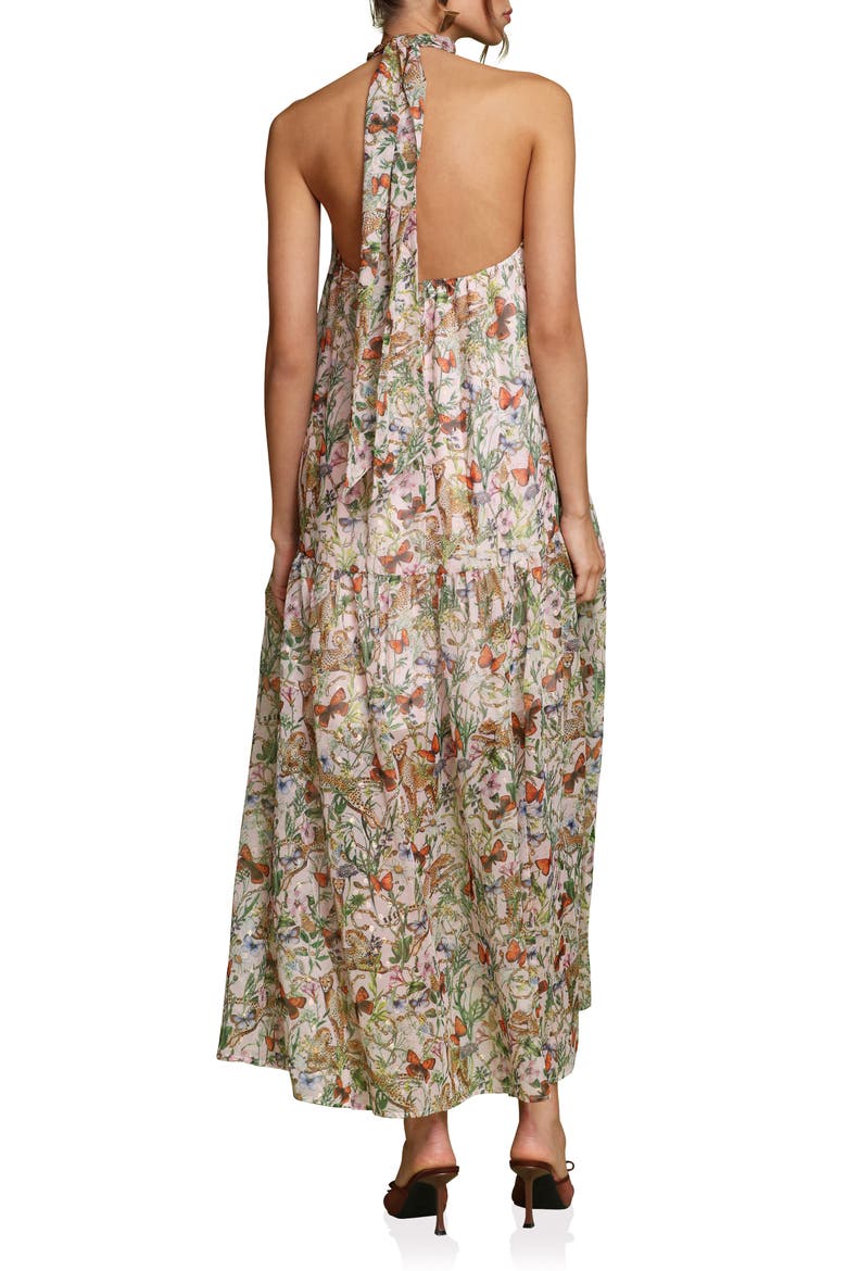 Floral Sleeveless Halter Dress, Alternate, color, PINK/ CHEETAH MULTI