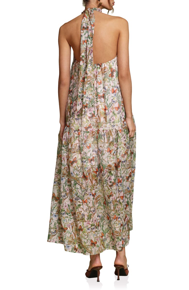 Avec Les Filles Floral Sleeveless Halter Dress, Alternate, color, Pink/ Cheetah Multi