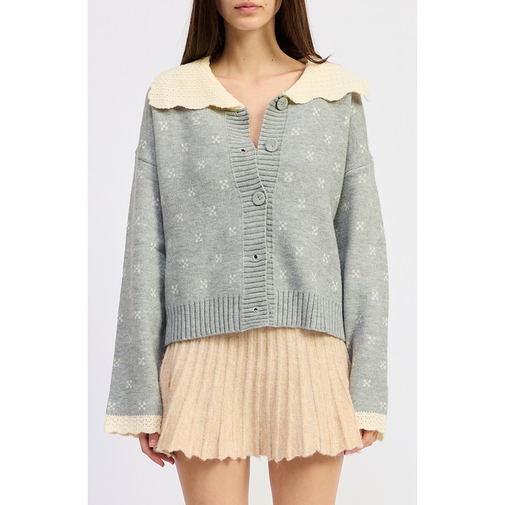 Jacquie The Label Georgia Contrast Collar Cardigan In Gray