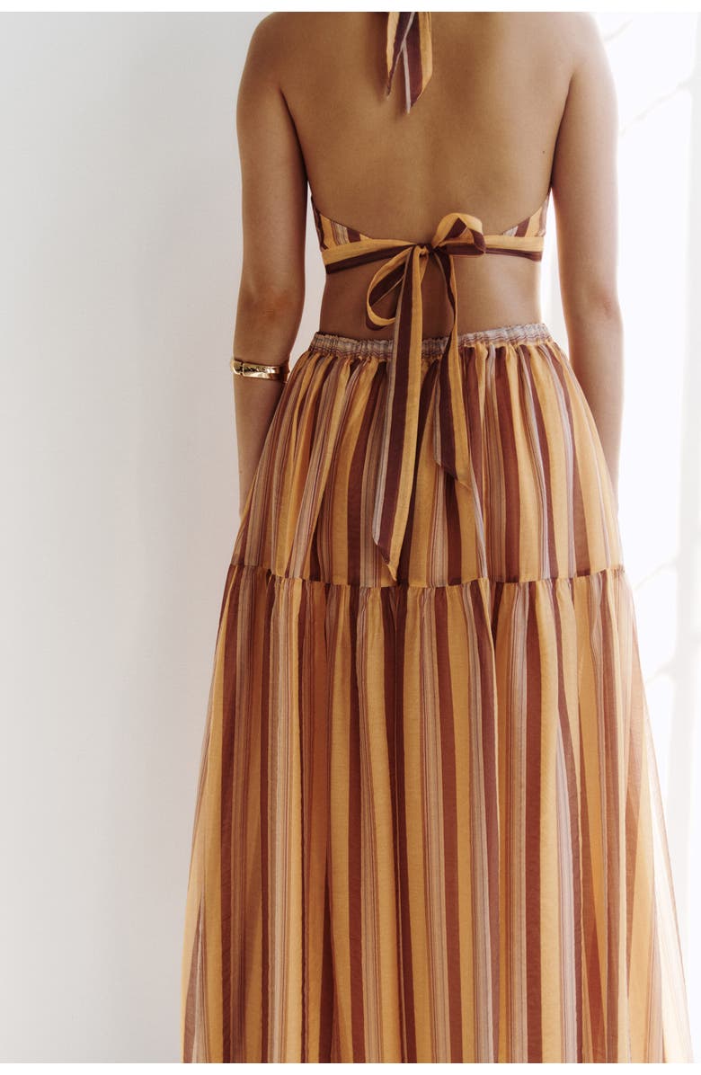 H&M Cut-out Halterneck Dress, Alternate, color, Light Orange/Striped