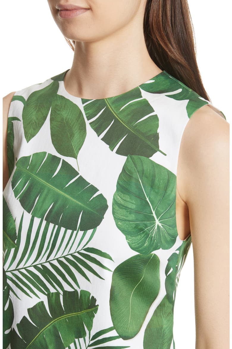Coley Print A-Line Dress, Alternate, color, TROPICAL LEAVES