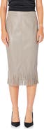 Endless Rose Fringe Faux Leather Midi Penci Skirt