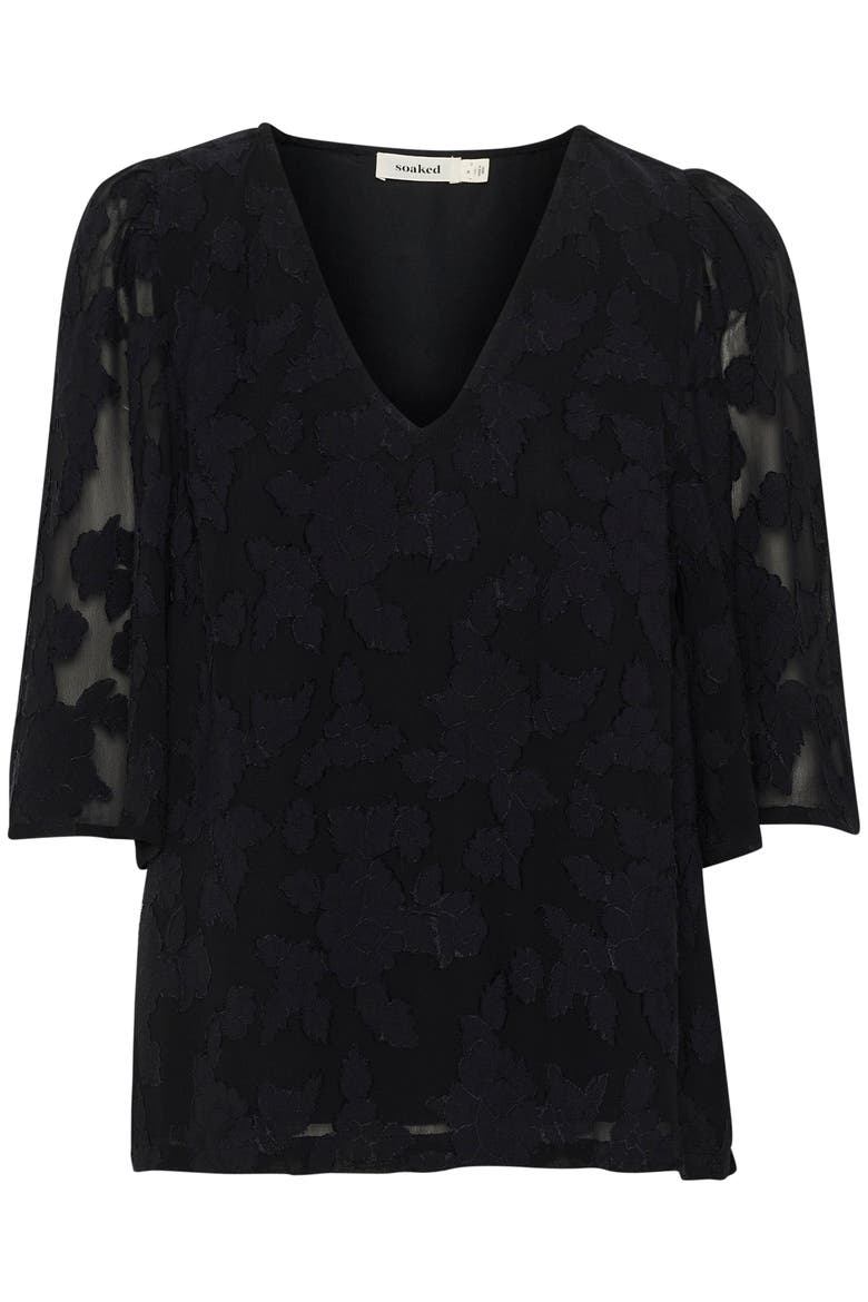 SLFelisia V-neck Half Sleeve Blouse, Alternate, color, Black