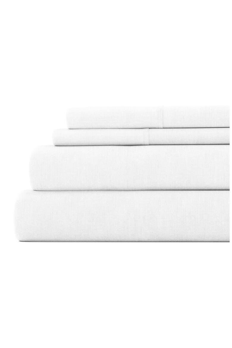 Luxury 4-Piece Rayon & Linen Blend Bed Sheet Set, Alternate, color, WHITE