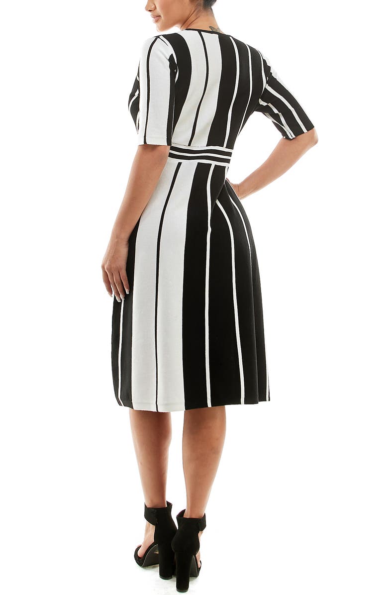 Nina Leonard Stripe Elbow Sleeve Sweater Dress, Alternate, color, 