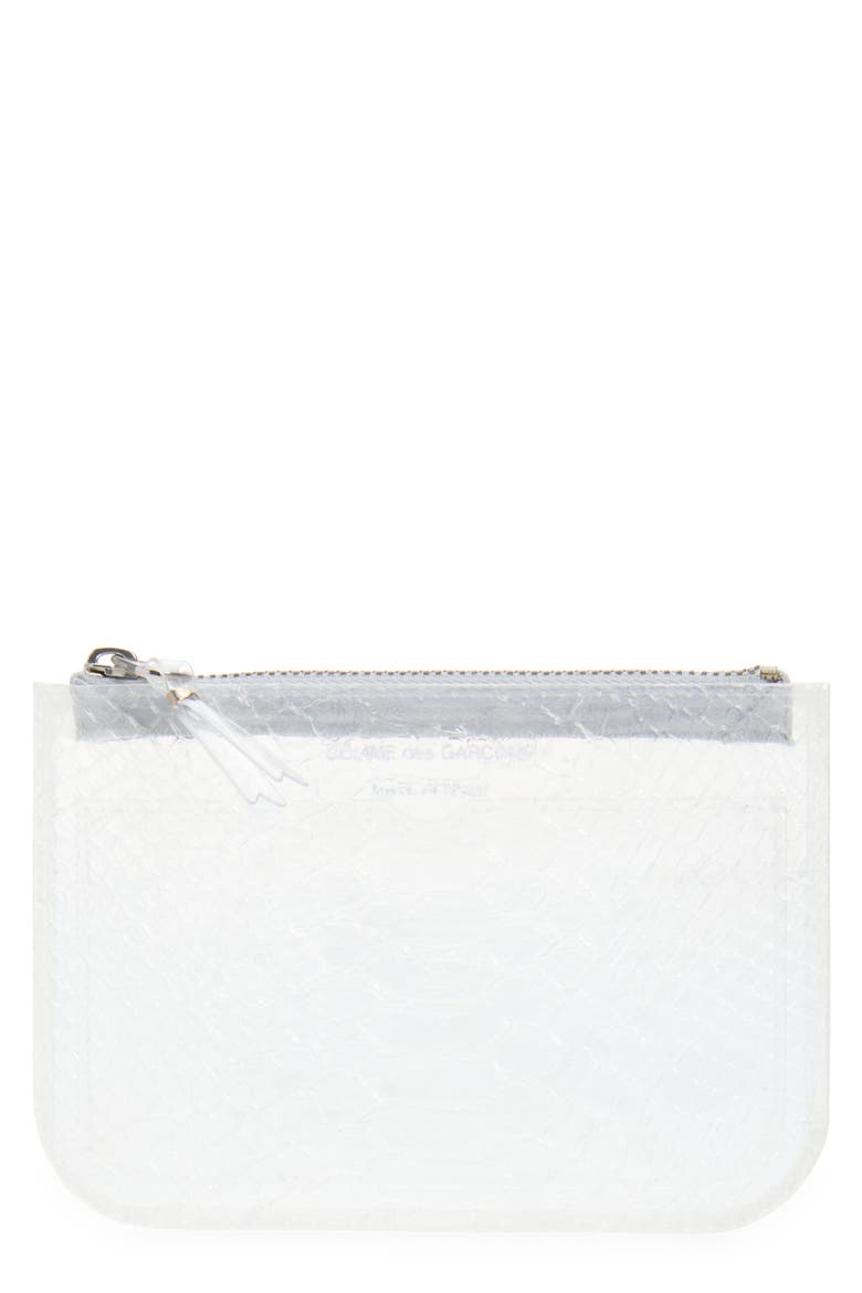 Small Snakeskin Embossed Transparent Zip Pouch, Main, color, TRANSPARENT