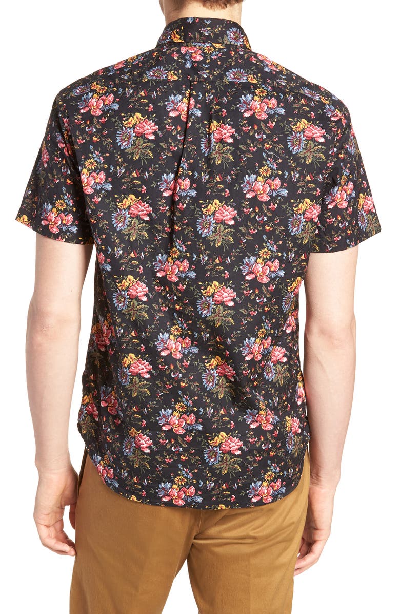 J.Crew Regular Fit Stretch Secret Wash Floral Print Sport Shirt, Alternate, color, 