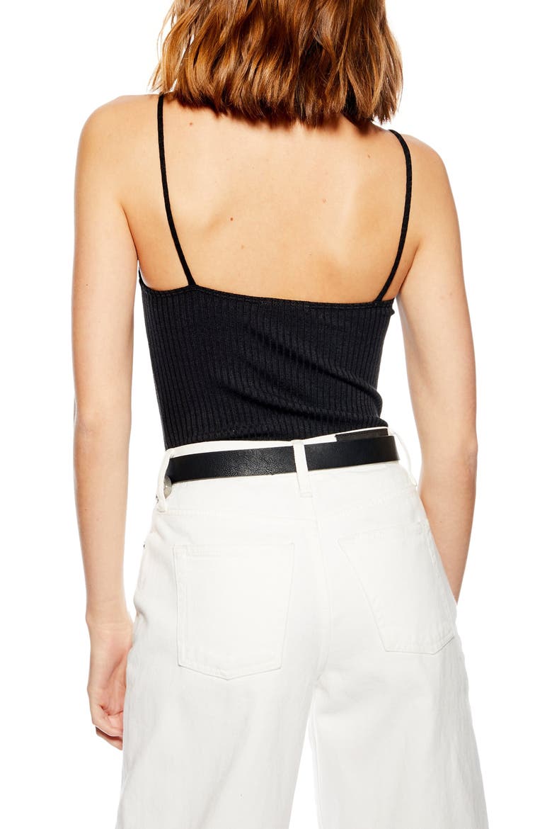 Ribbed Square Neck Bodysuit, Alternate, color, BLACK