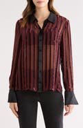 PAIGE Mazzy Velvet Stripe Sheer Silk Blend Shirt