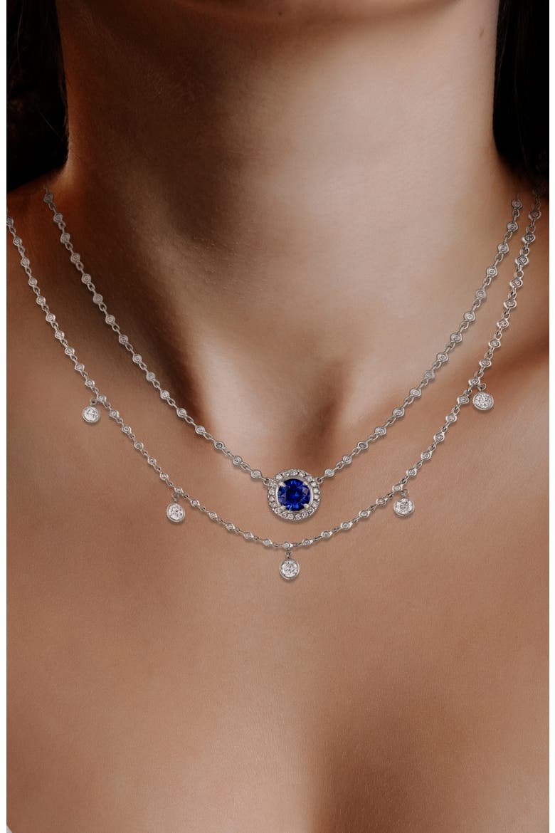 Icon Brilliant Sapphire & Diamond Pendant Necklace, Alternate, color, 18K WHITE GOLD