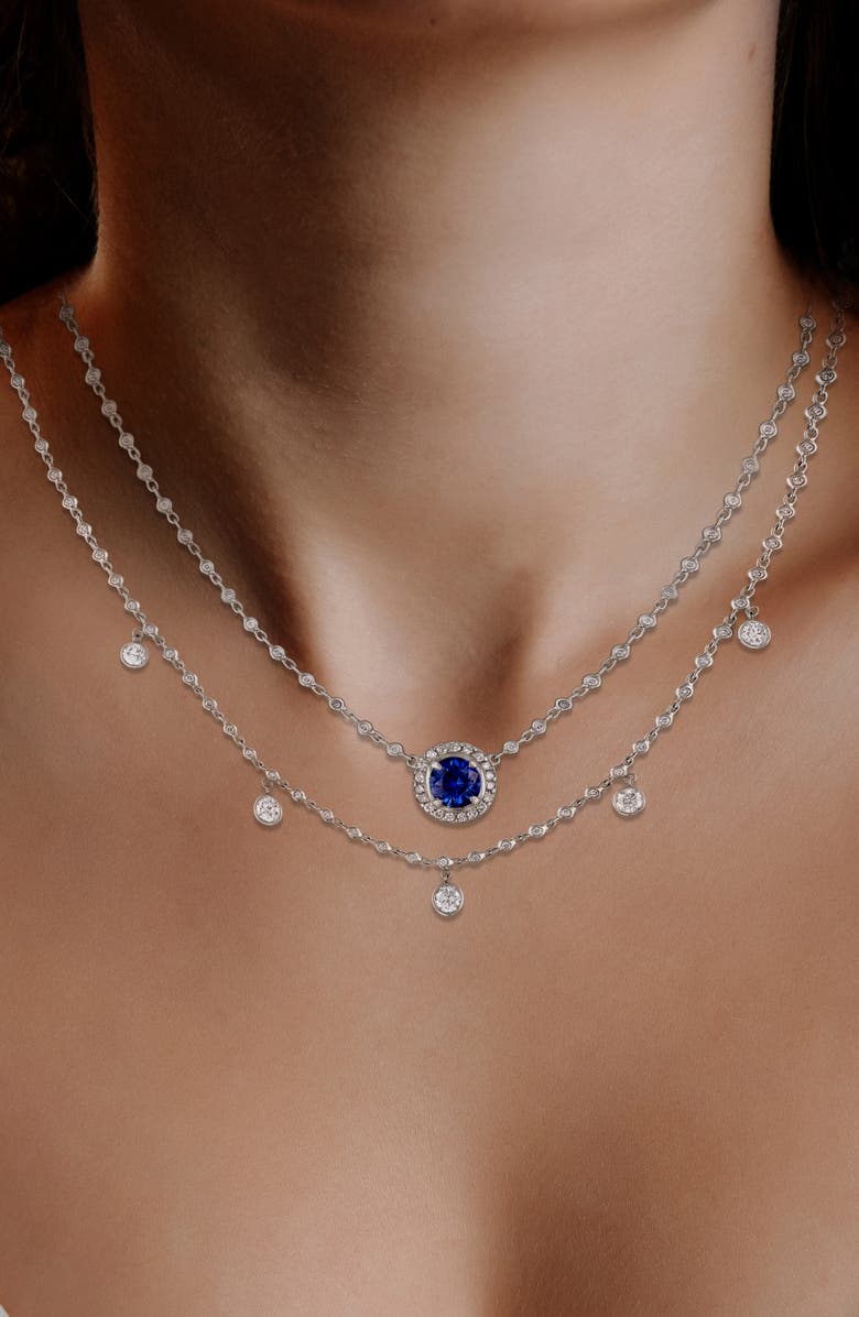 Mindi Mond Icon Brilliant Sapphire & Diamond Pendant Necklace, Alternate, color, 18K White Gold