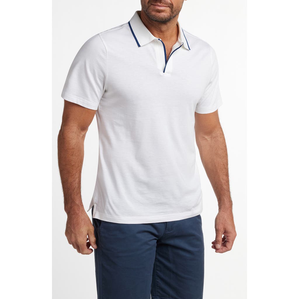 David Donahue Hemingway Cotton & Silk Polo In White
